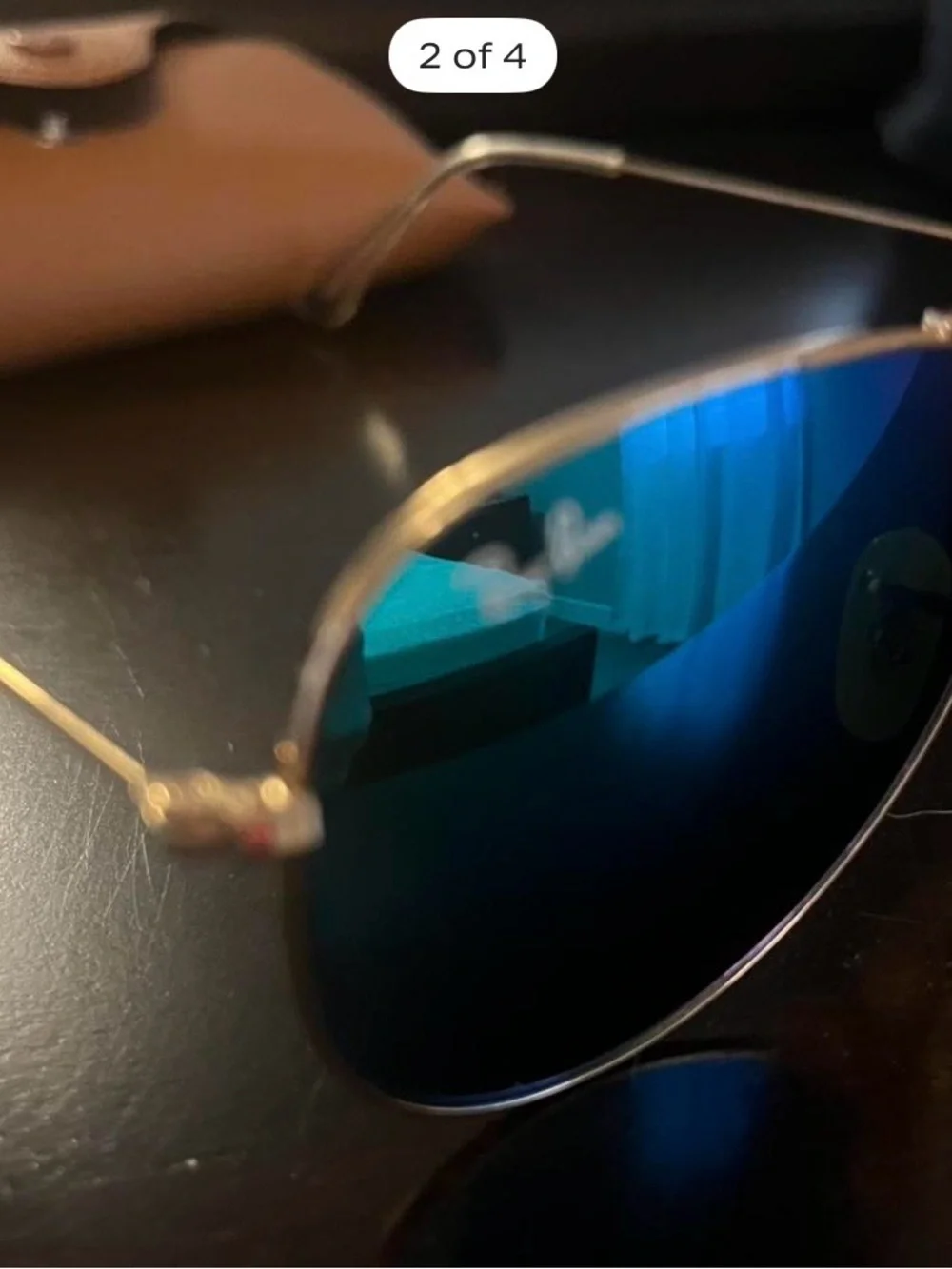 Blue Mirrored Aviator Sunglasses with Gold Frame